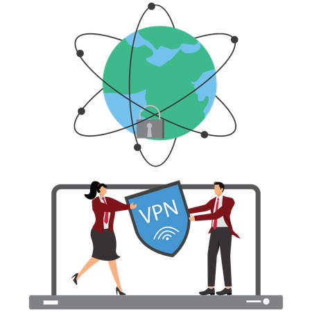 VPN service used by people  Illustration