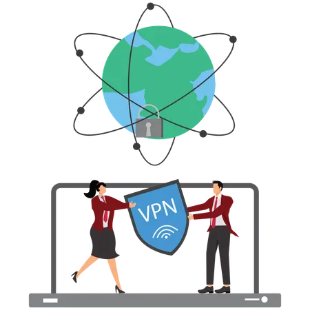VPN service used by people  Illustration