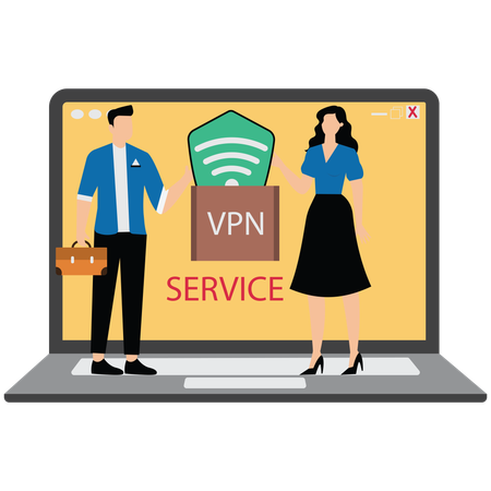 VPN service used in laptop  Illustration