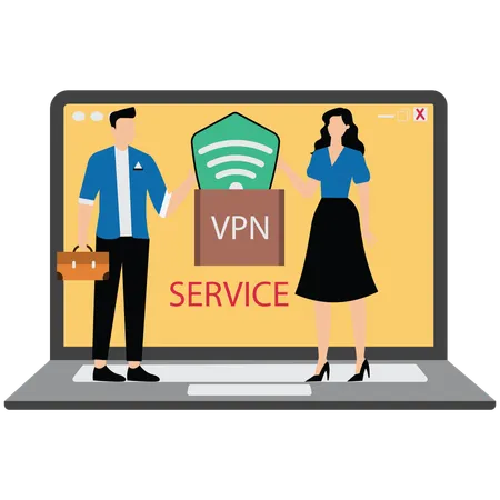 VPN service used in laptop  Illustration