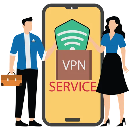 VPN service used in mobile app  Illustration