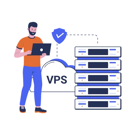 Vector Illustration Of VPS Concept Virtual Private Server Cloud Computing Vector Flat Design Illustration Illustration
