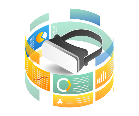 VR-Brille Datenanalyse-Diagramm  Illustration