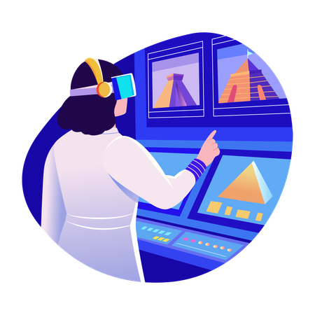 VR Explorer wearing glasses  Illustration