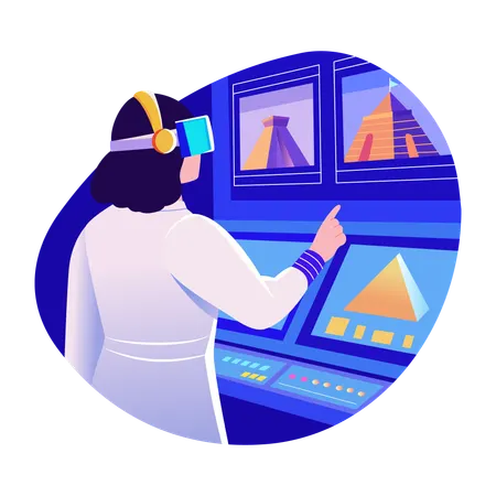 VR Explorer wearing glasses  Illustration