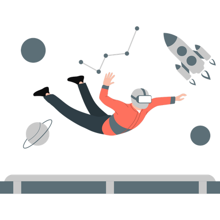 VRで空間を楽しむ男性  イラスト