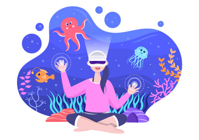 VR-Erlebnis auf dem Meer  Illustration