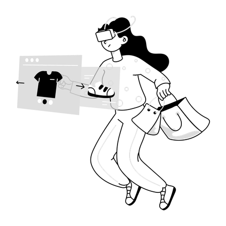 VR Shopping done by woman  Illustration