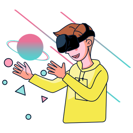 VR space game experience Illustration