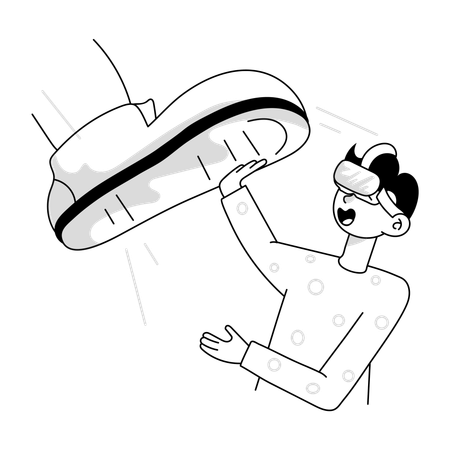 VR Technology used by man  Illustration