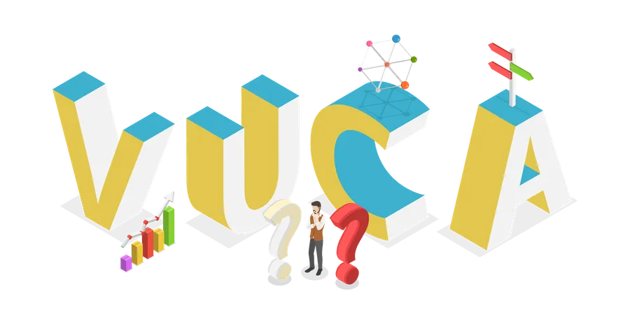 3 D Isometric Flat Vector Illustration Of Vuca As Volatility Uncertainty Complexity And Ambiguity Illustration