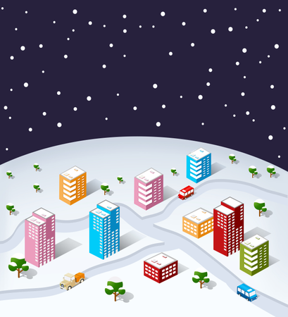 Vue isométrique sur la ville à Noël  Illustration