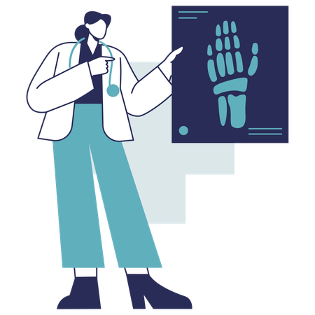 Vues du médecin à portée de main Rapport radiographique  Illustration