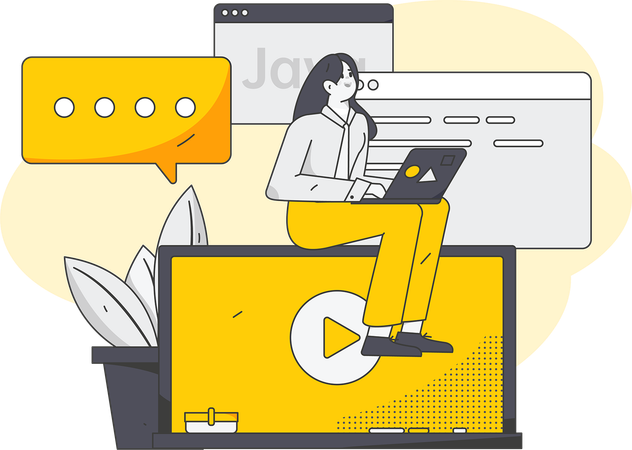 Vues d'un programmeur sur une vidéo en ligne pour apprendre la programmation  Illustration