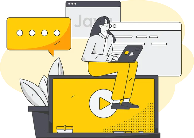 Vues d'un programmeur sur une vidéo en ligne pour apprendre la programmation  Illustration