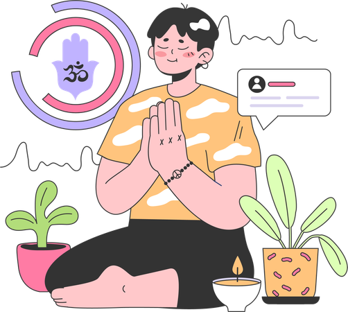 Fazendo meditaçãoman  Ilustração