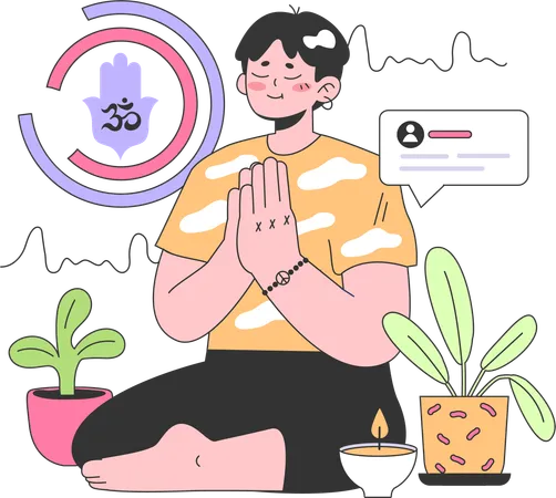 Fazendo meditaçãoman  Ilustração