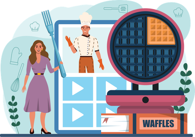 Waffles in making  Illustration