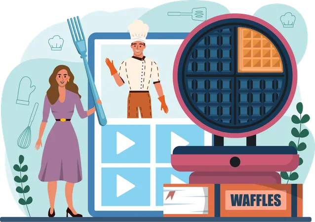 Waffles in making  Illustration