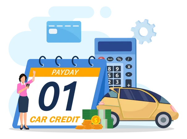 Payday Vector Concept Businesswoman Standing With Date Reminder To Pay Credit Car Illustration