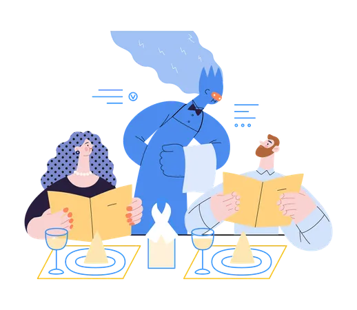 Artificial Intelligence Waiter Modern Flat Vector Concept Illustration Of Waiter AI Taking Order Giving Advice On Choosing In Restaurant Metaphor Of AI Advantage Superiority And Dominance Concept Illustration