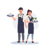 free waiter and waitress illustrations