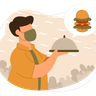 illustrations for waiter carrying food