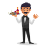 indian waiter illustration free download