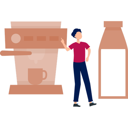 Waiter making coffee  Illustration