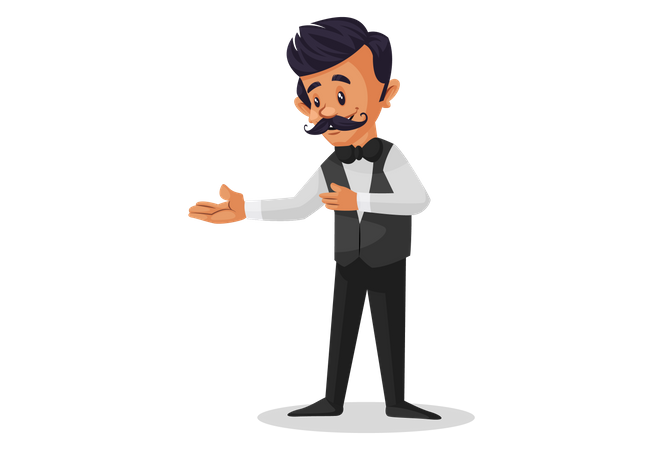 Waiter ready for the service Illustration