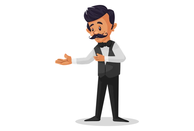 Waiter ready for the service Illustration