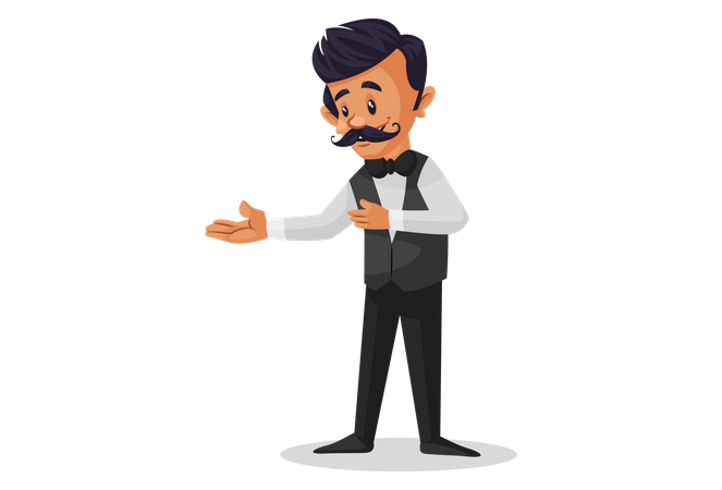 Waiter ready for the service  Illustration