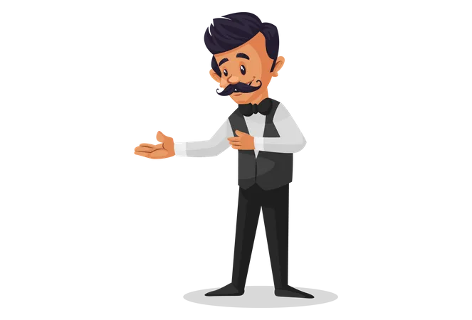 Waiter ready for the service  Illustration