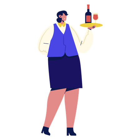 Waiter Serving Food  Illustration