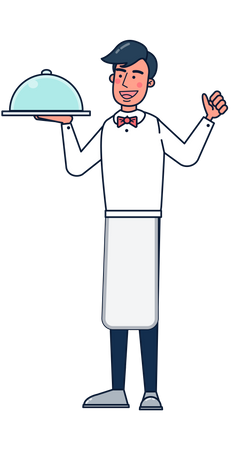Waiter serving food  Illustration