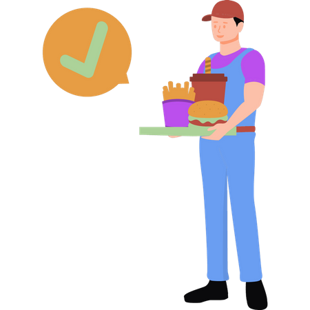 Waiter serving food  Illustration