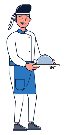 Waiter serving food  Illustration