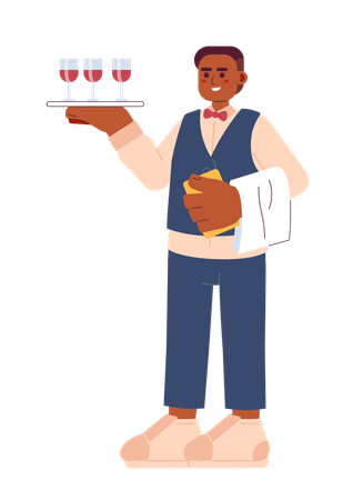 Waiter serving  Illustration