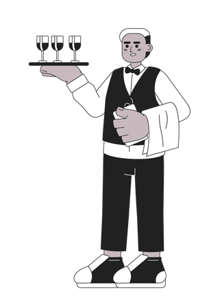 Waiter serving  Illustration