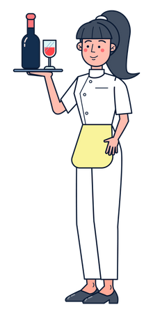 Waiter serving wine Illustration