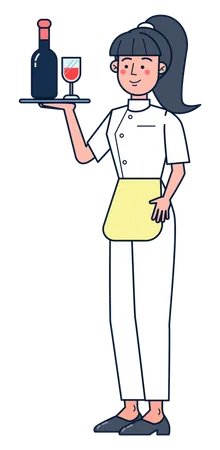 Waiter serving wine Illustration