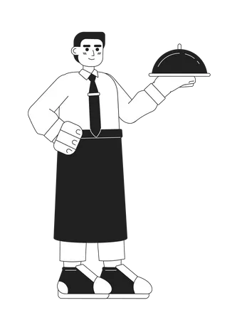 Waiter stand with tray  Illustration