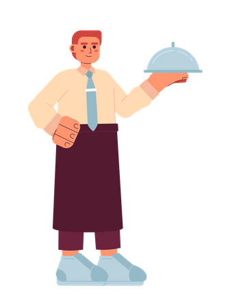 Waiter stand with tray  Illustration