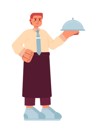 Waiter stand with tray  Illustration