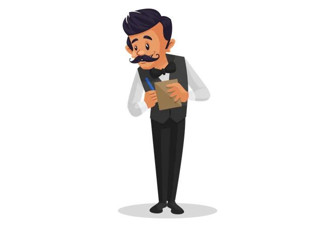 Waiter taking order of the customer with notepad Illustration