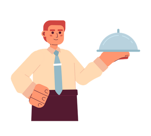 Waiter with dish  Illustration