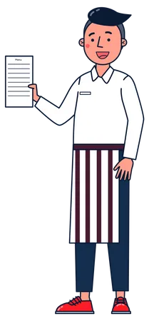 Waiter with menu card Illustration
