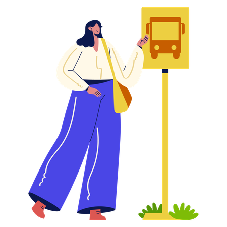 Waiting at Bus Station  Illustration