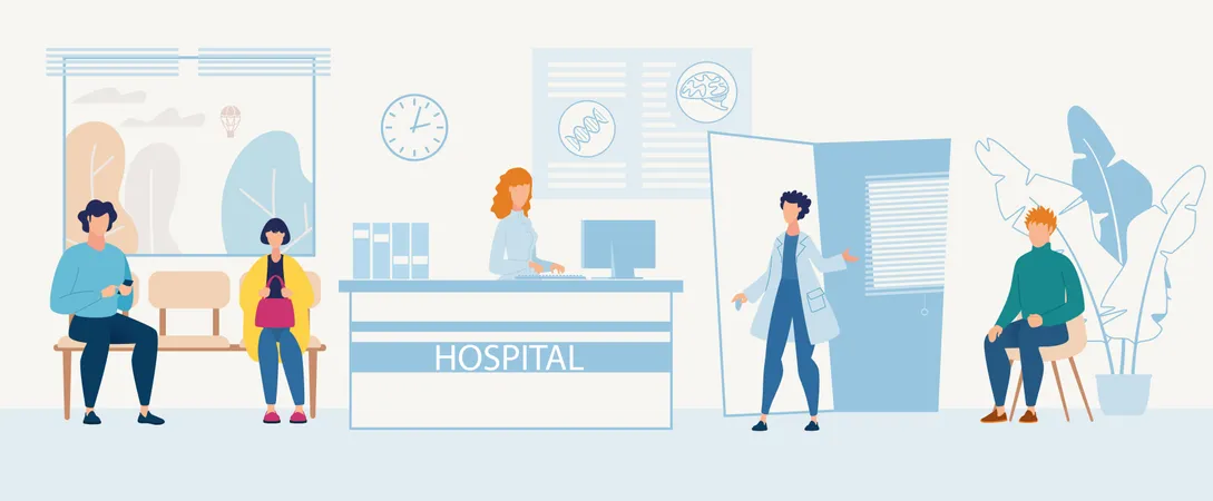 Waiting For medical checkup in hospital  Illustration