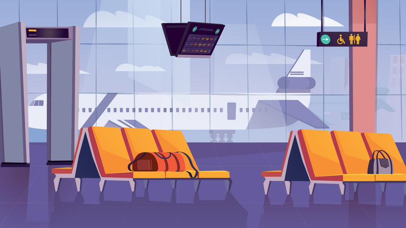 Waiting hall at airport  Illustration